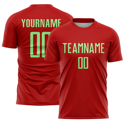Custom Red Pea Green Sublimation Soccer Uniform Jersey