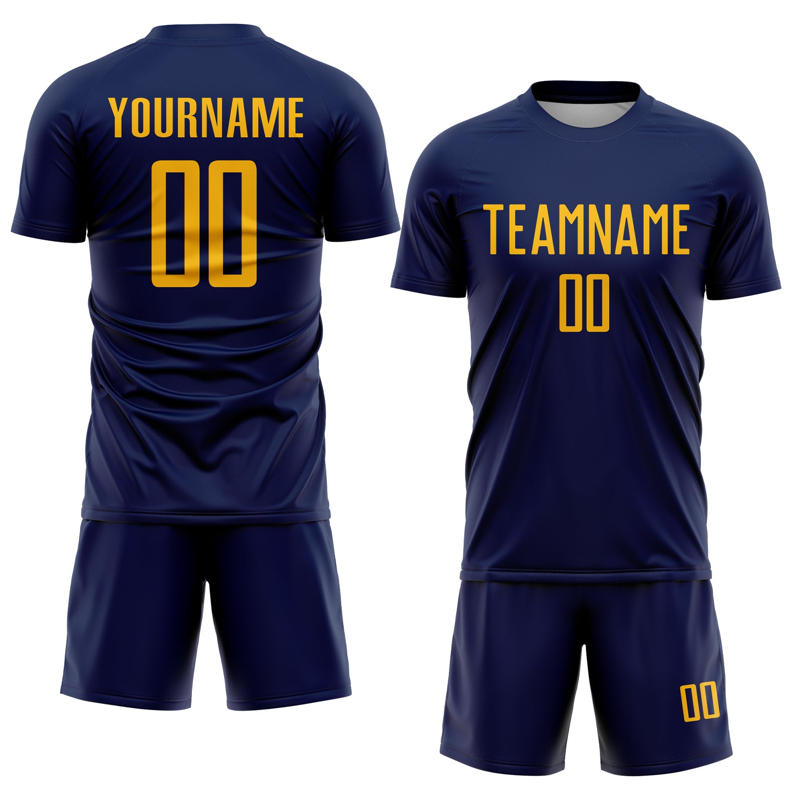 Custom Navy Gold Sublimation Soccer Uniform Jersey
