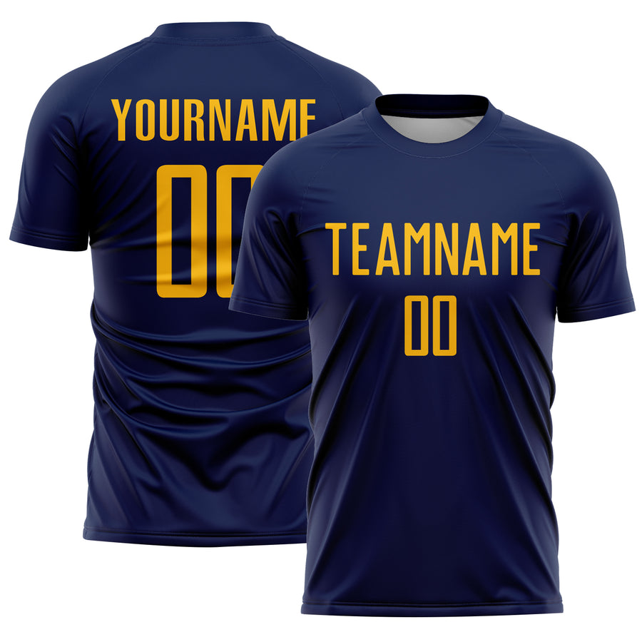 Custom Navy Gold Sublimation Soccer Uniform Jersey