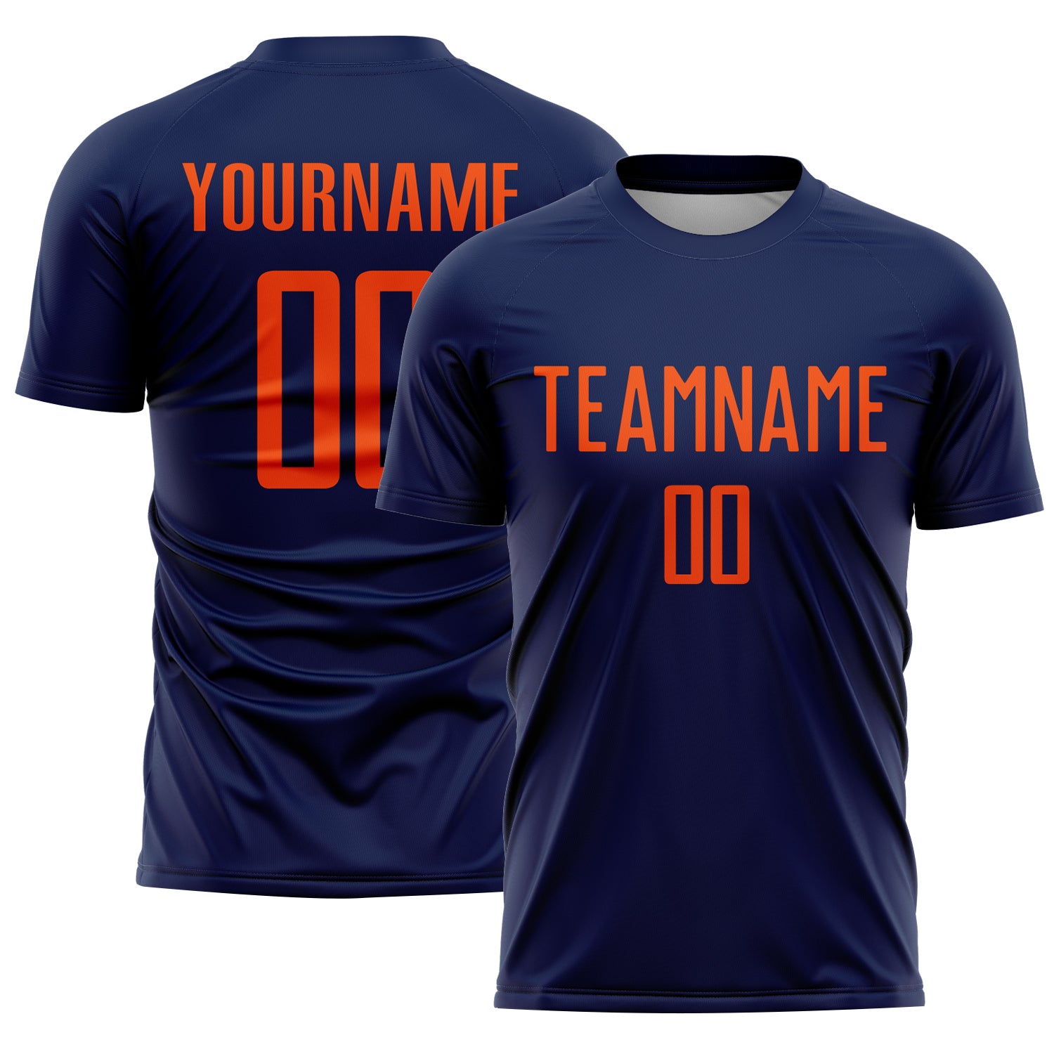 Custom Navy Orange Sublimation Soccer Uniform Jersey