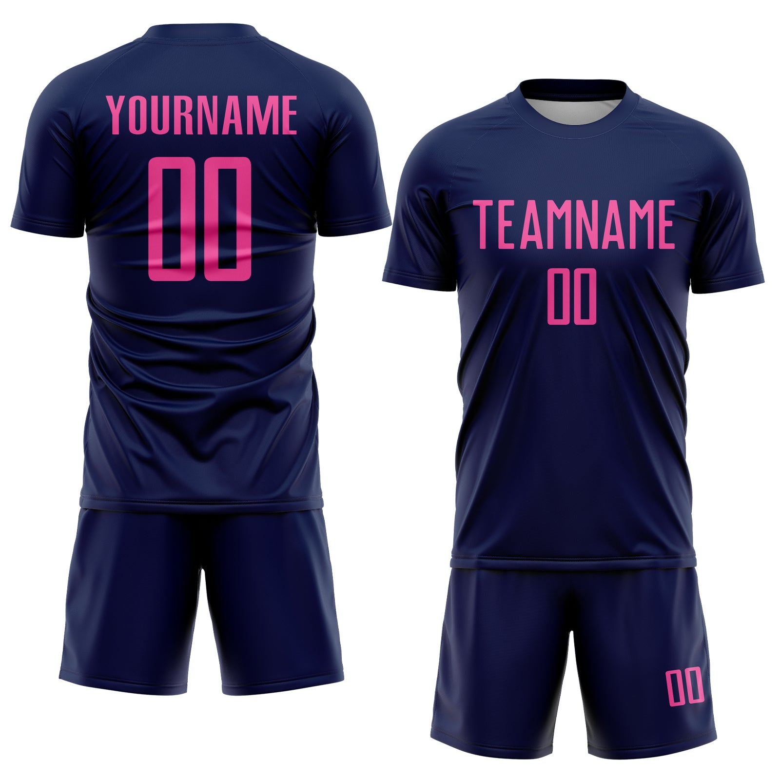 Custom Navy Pink Sublimation Soccer Uniform Jersey