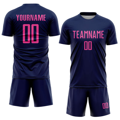 Custom Navy Pink Sublimation Soccer Uniform Jersey