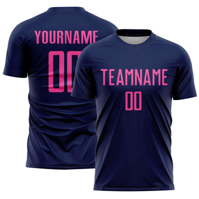 Custom Navy Pink Sublimation Soccer Uniform Jersey
