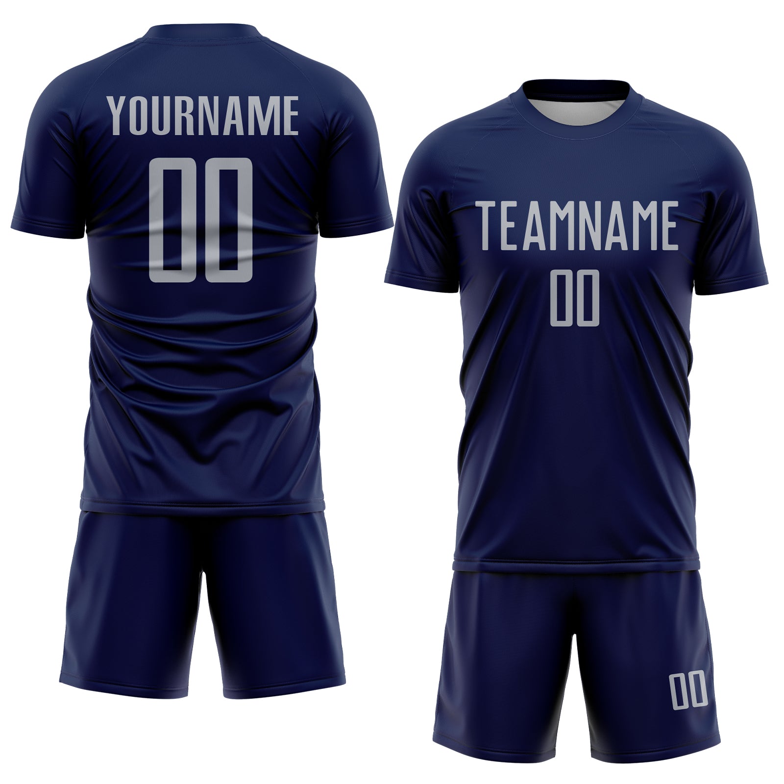 Custom Navy Gray Sublimation Soccer Uniform Jersey