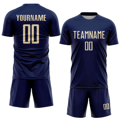 Custom Navy Cream Sublimation Soccer Uniform Jersey