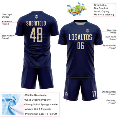 Custom Navy Cream Sublimation Soccer Uniform Jersey