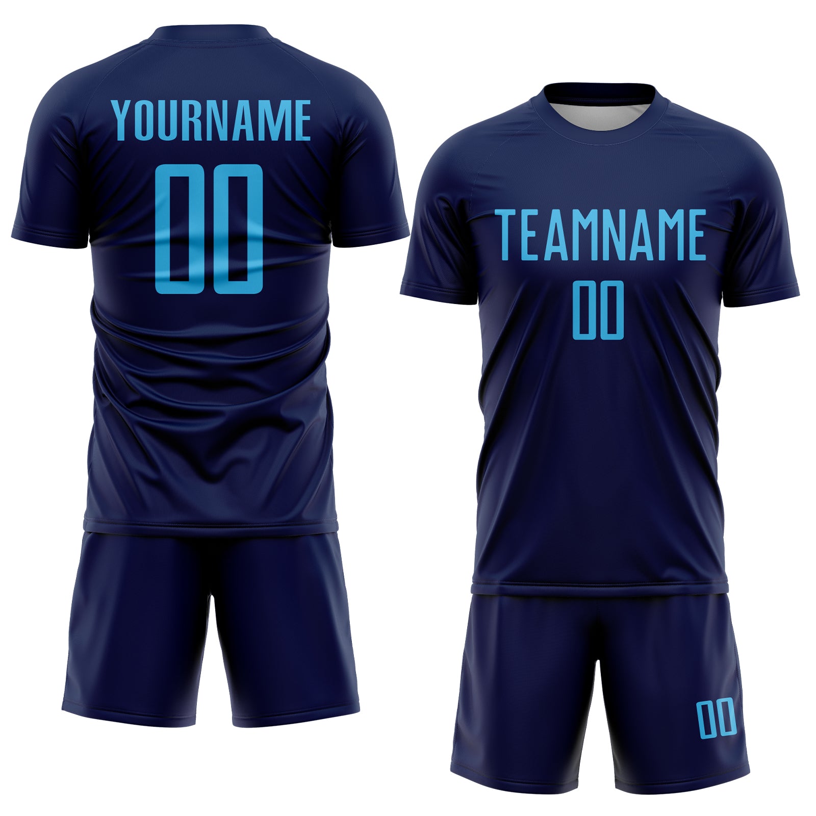 Custom Navy Sky Blue Sublimation Soccer Uniform Jersey