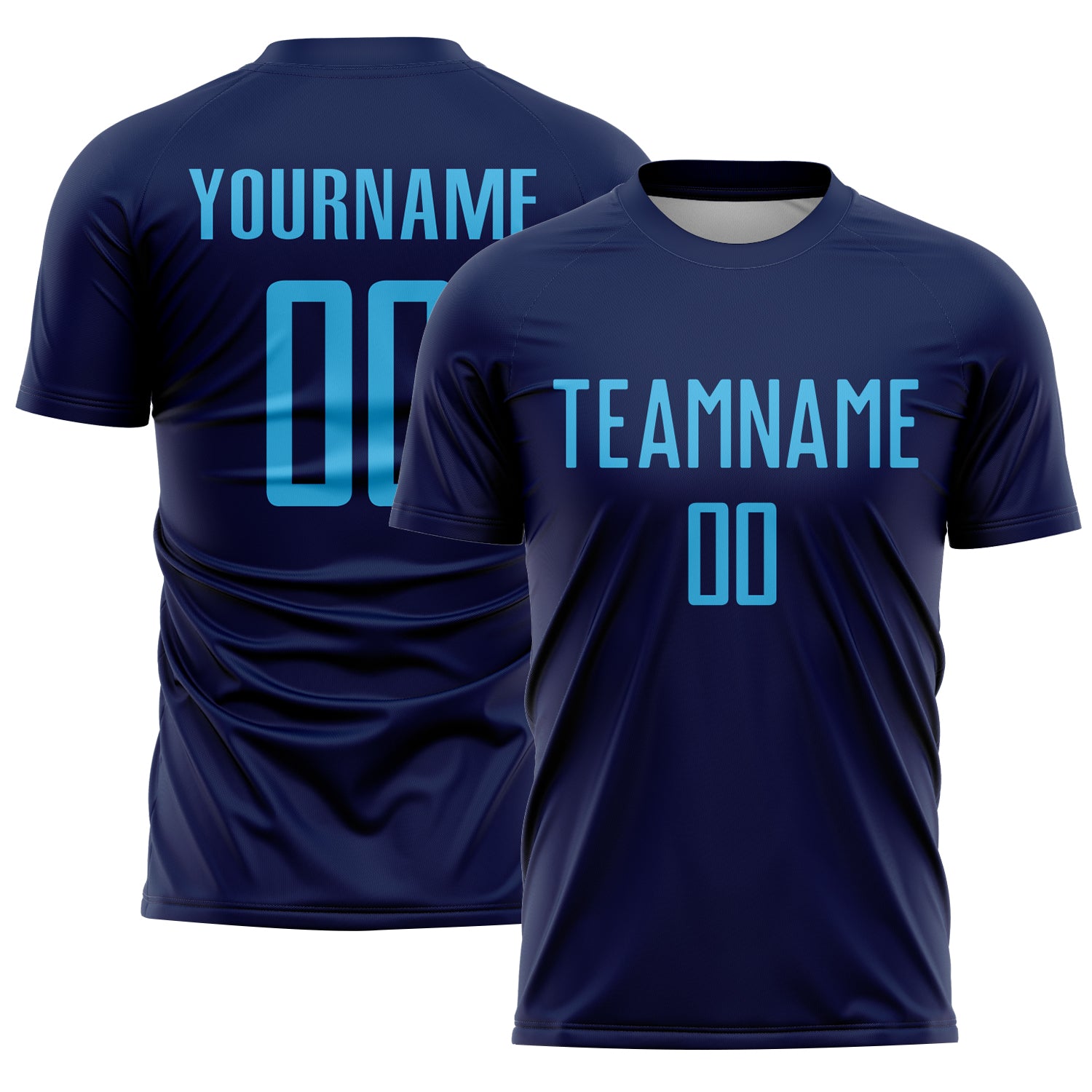 Custom Navy Sky Blue Sublimation Soccer Uniform Jersey