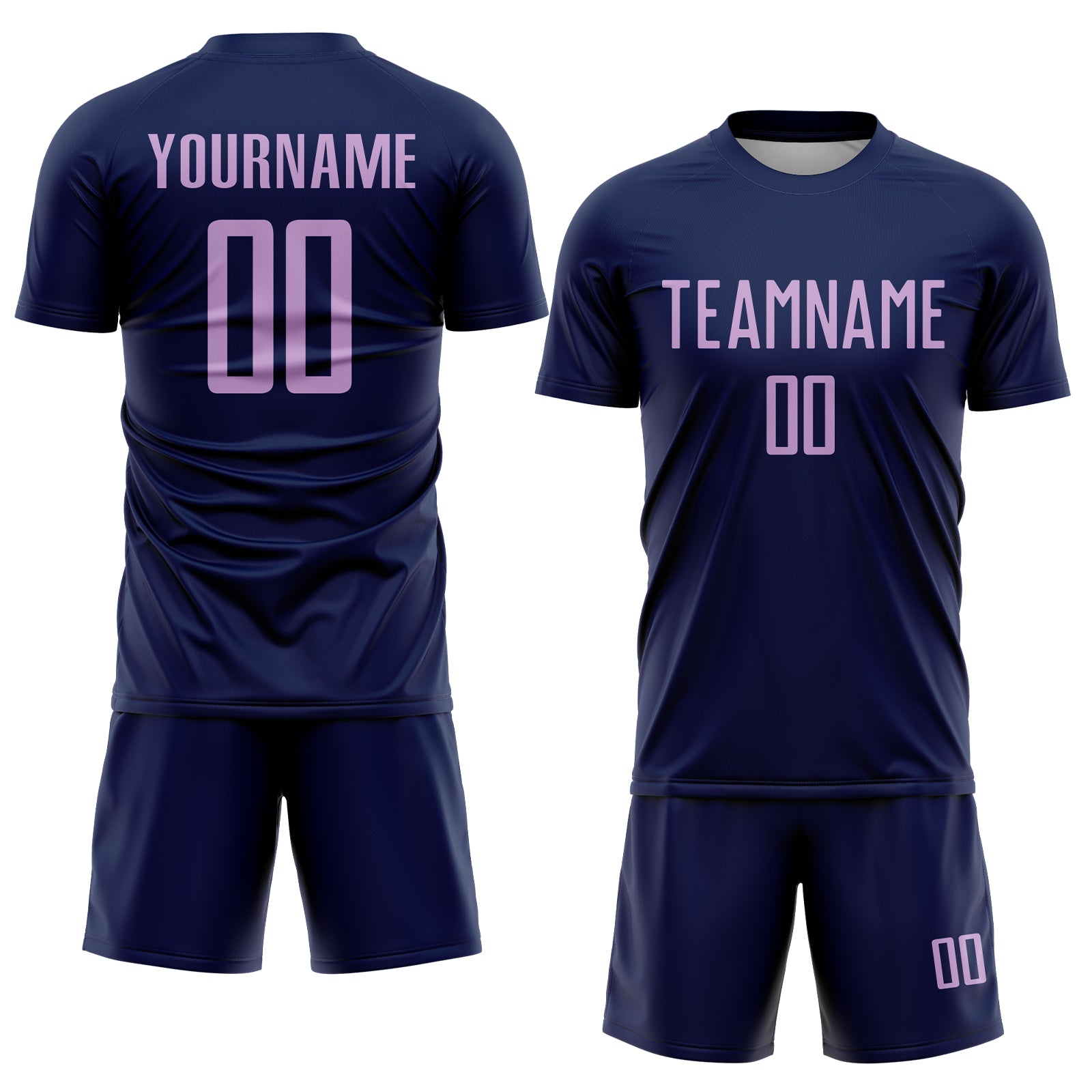 Custom Navy Light Purple Sublimation Soccer Uniform Jersey