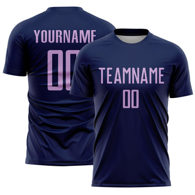 Custom Navy Light Purple Sublimation Soccer Uniform Jersey