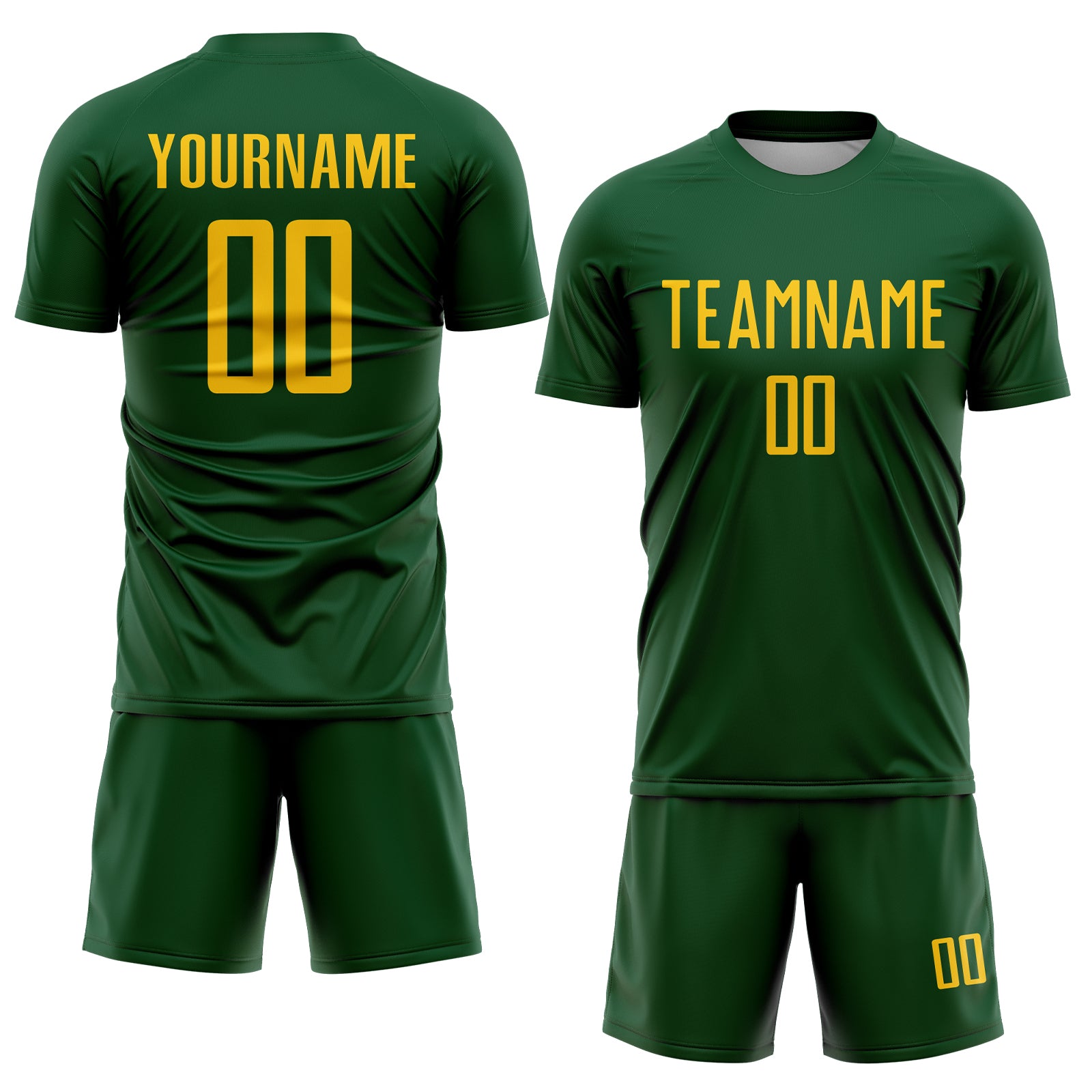 Custom Green Yellow Sublimation Soccer Uniform Jersey