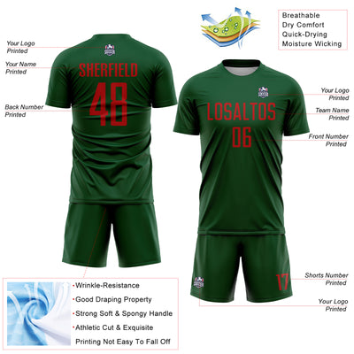 Custom Green Red Sublimation Soccer Uniform Jersey
