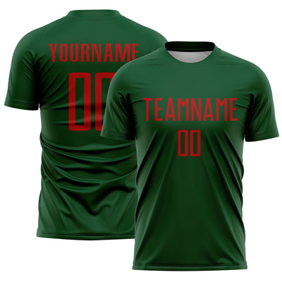 Custom Green Red Sublimation Soccer Uniform Jersey