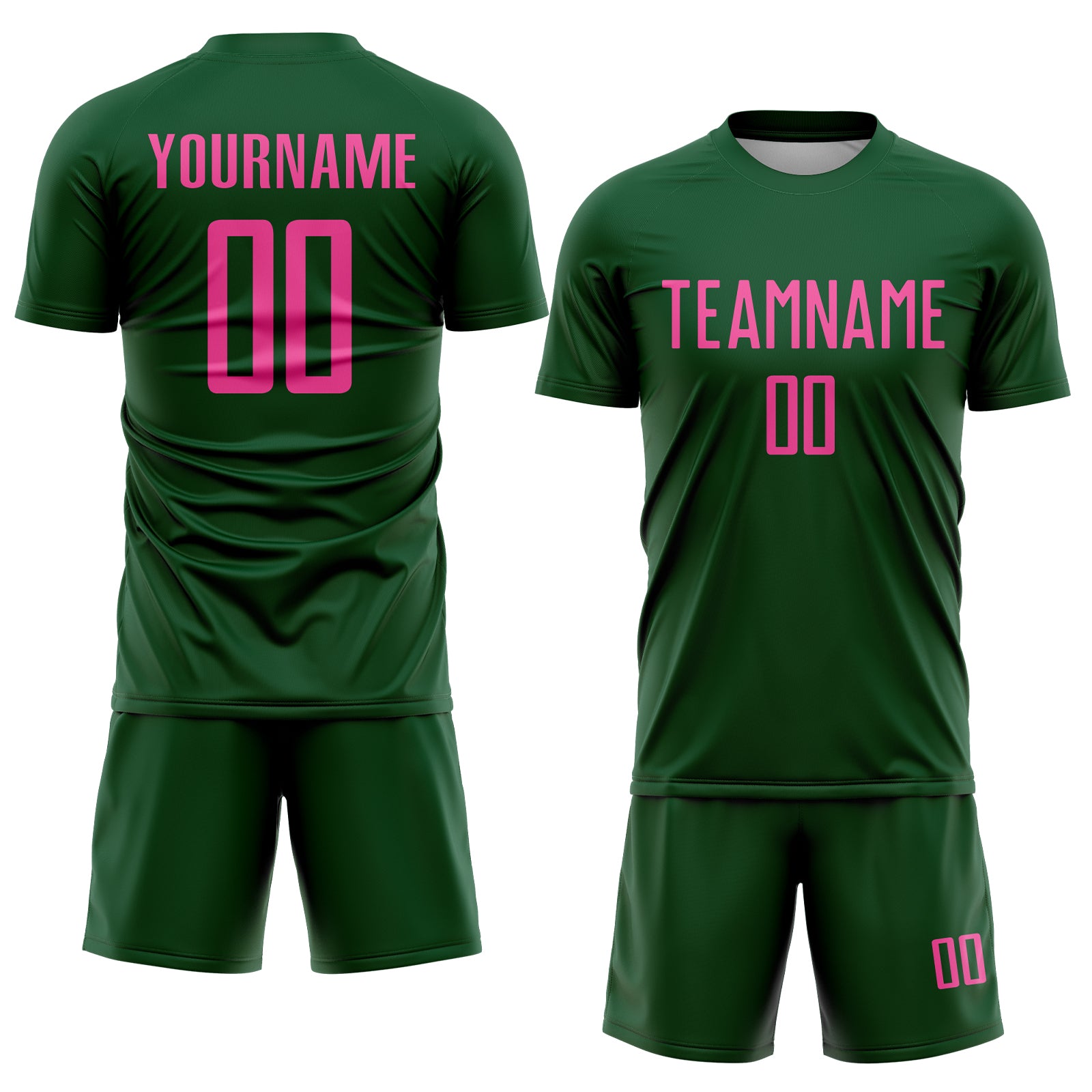Custom Green Pink Sublimation Soccer Uniform Jersey