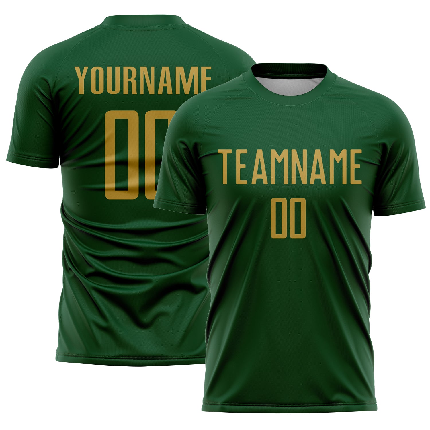 Custom Green Old Gold Sublimation Soccer Uniform Jersey