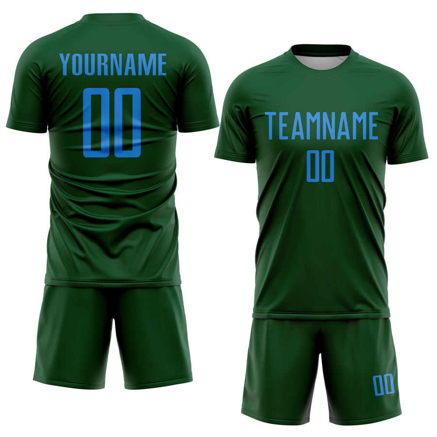 Custom Green Powder Blue Sublimation Soccer Uniform Jersey
