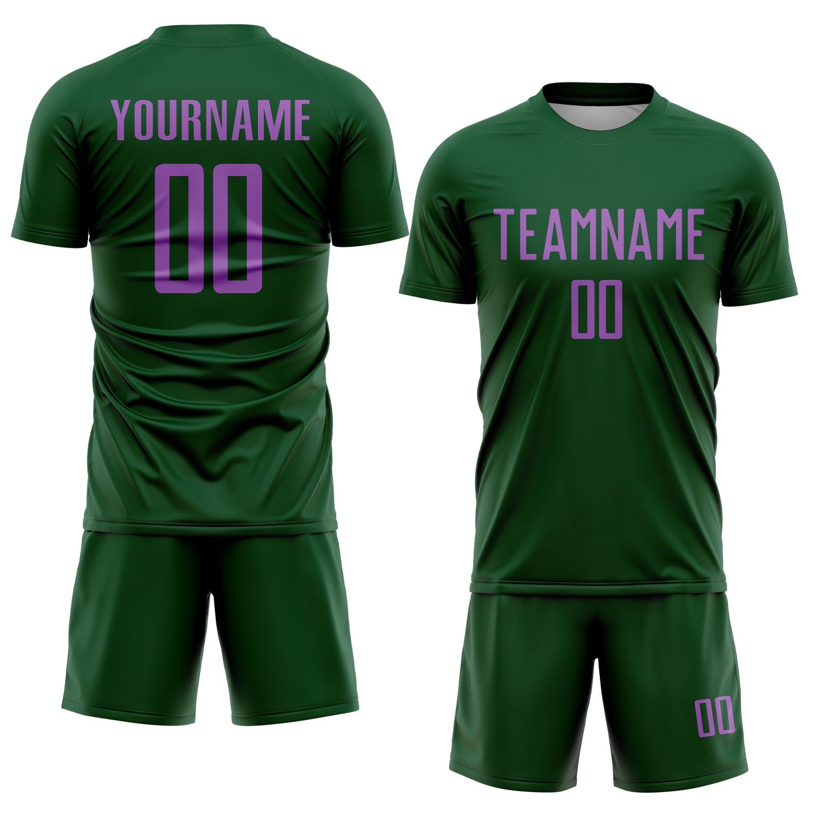 Custom Green Medium Purple Sublimation Soccer Uniform Jersey