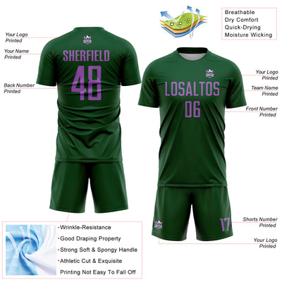 Custom Green Medium Purple Sublimation Soccer Uniform Jersey