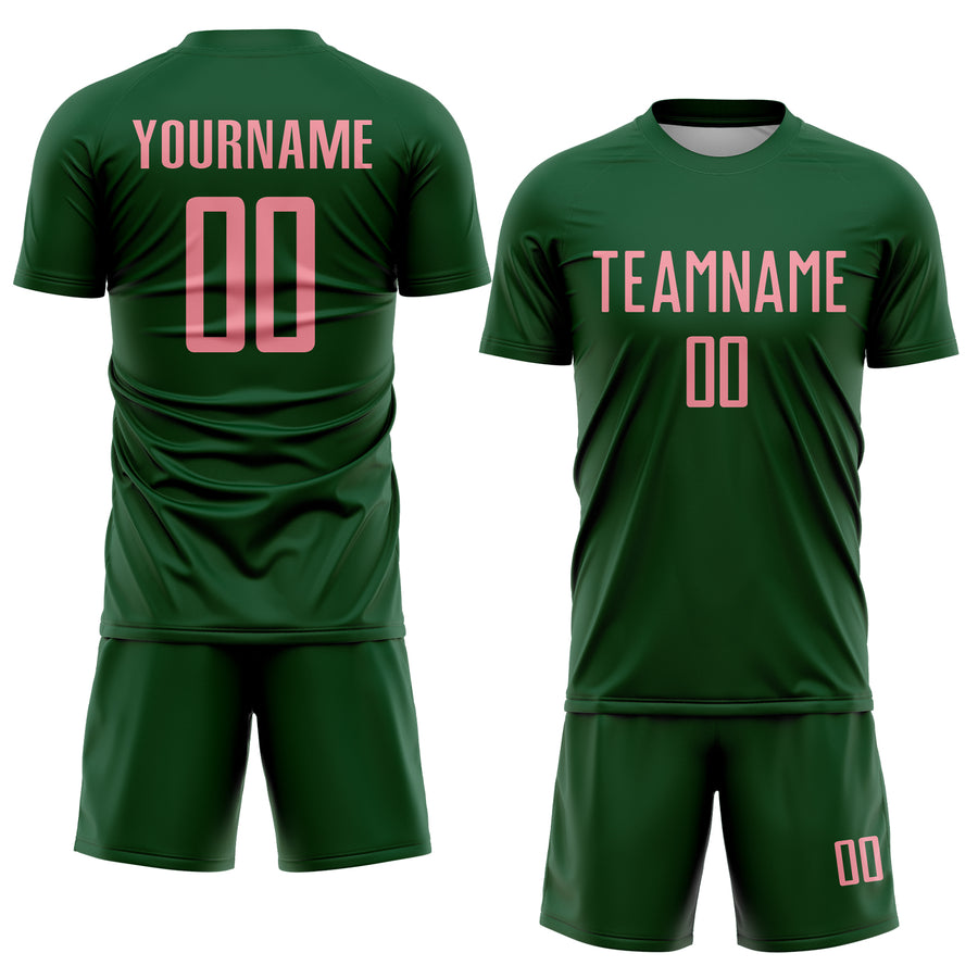 Custom Green Medium Pink Sublimation Soccer Uniform Jersey