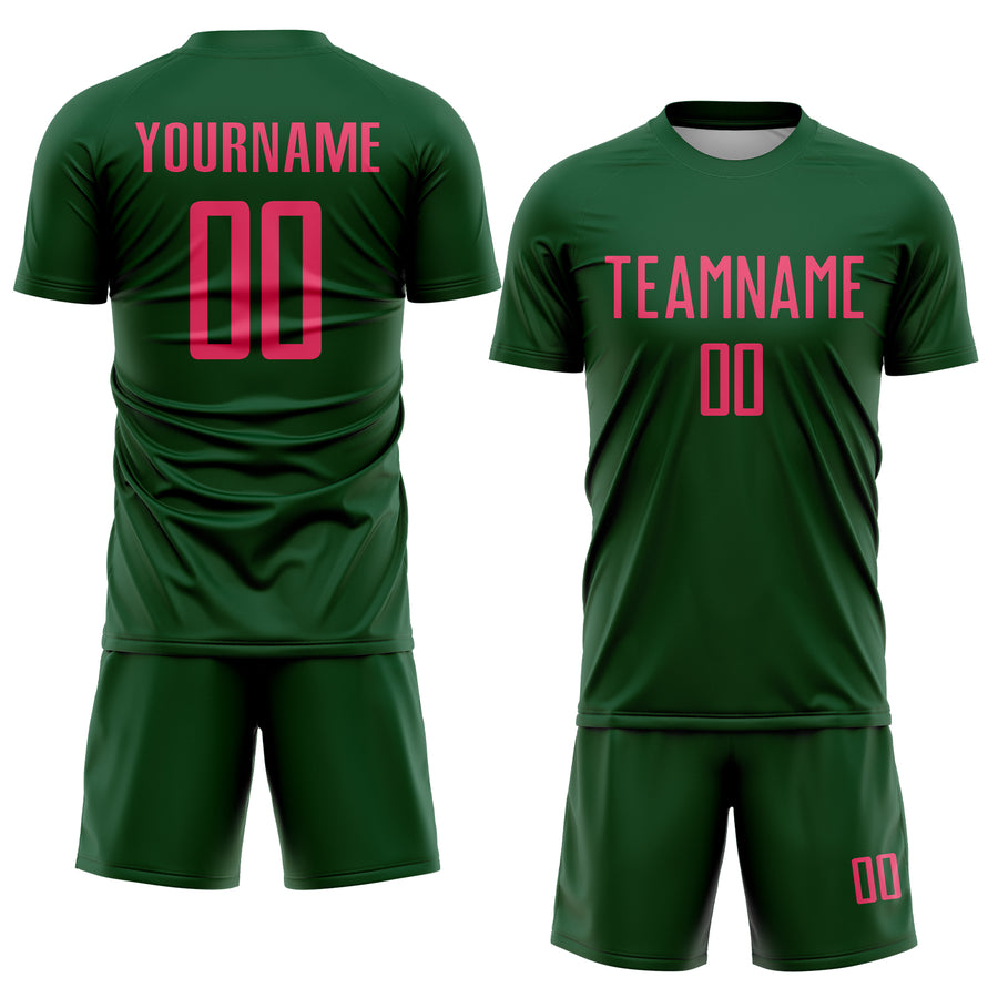 Custom Green Neon Pink Sublimation Soccer Uniform Jersey