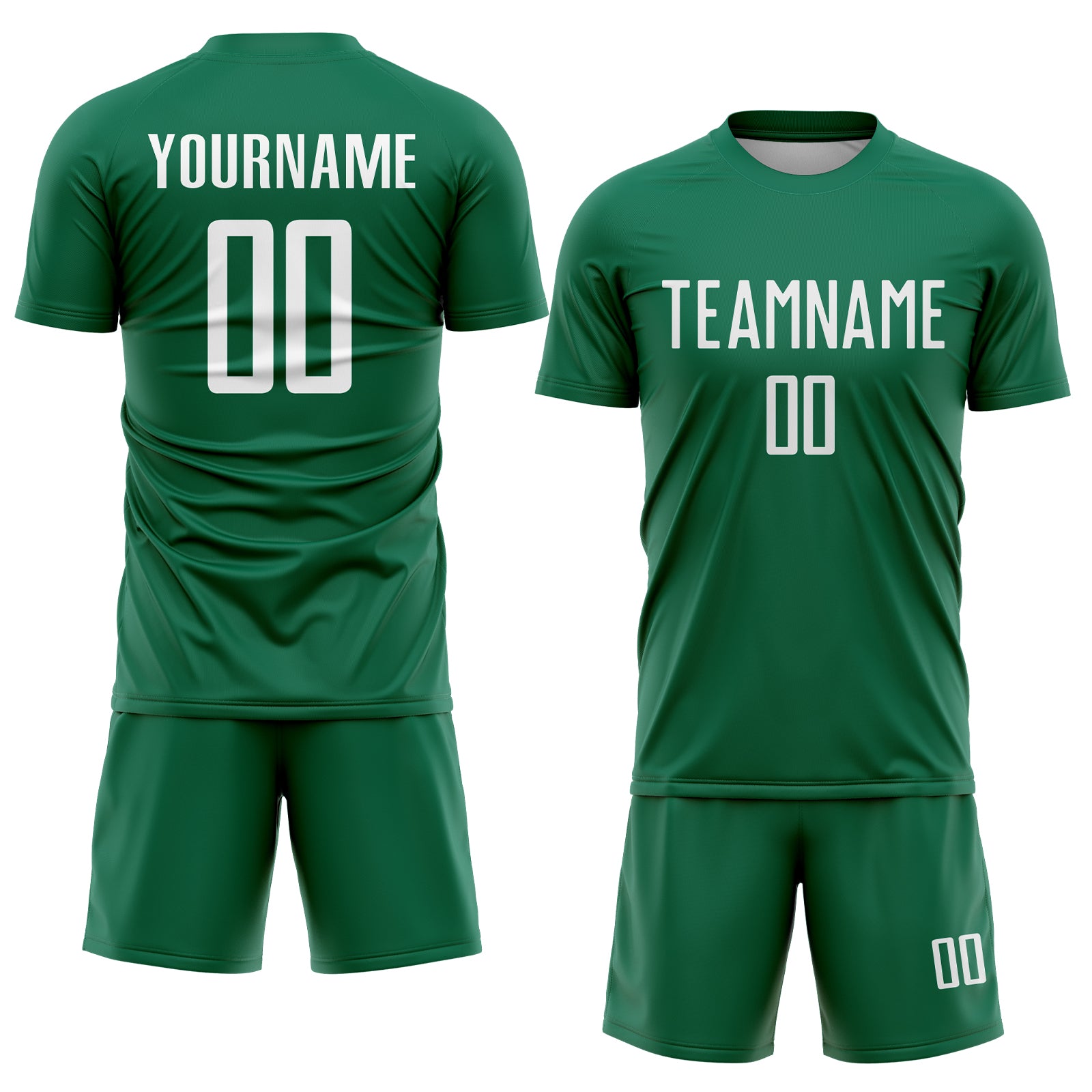 Custom Kelly Green White Sublimation Soccer Uniform Jersey
