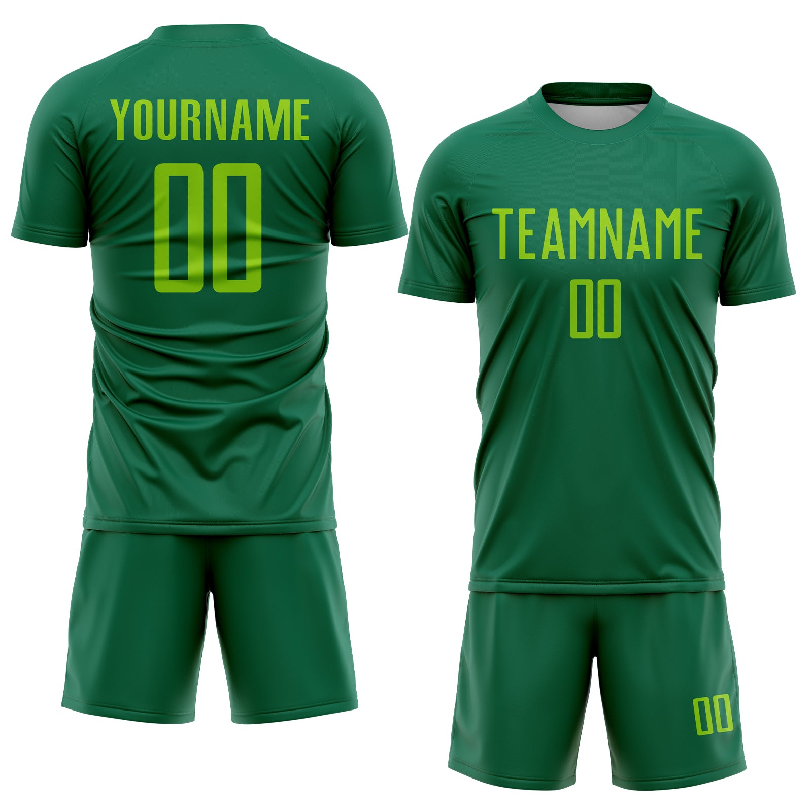 Custom Kelly Green Neon Green Sublimation Soccer Uniform Jersey