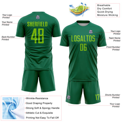 Custom Kelly Green Neon Green Sublimation Soccer Uniform Jersey
