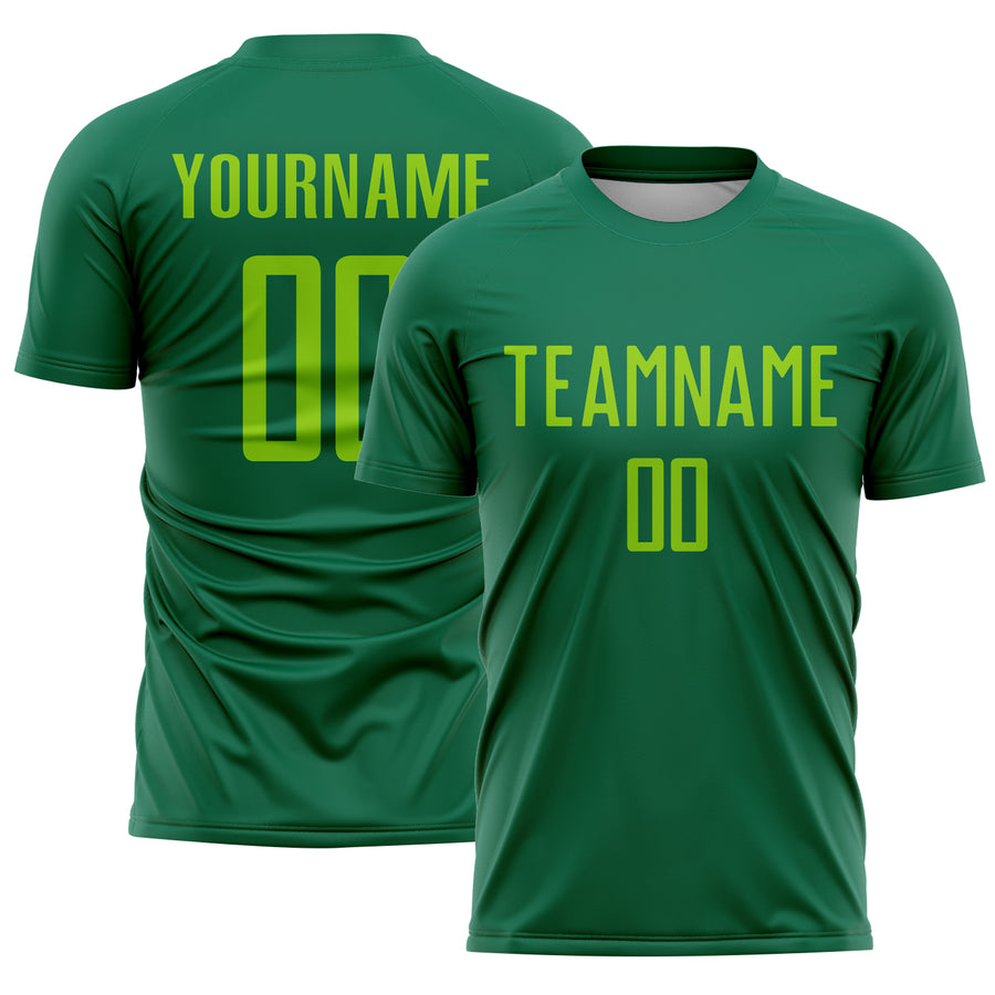 Custom Kelly Green Neon Green Sublimation Soccer Uniform Jersey