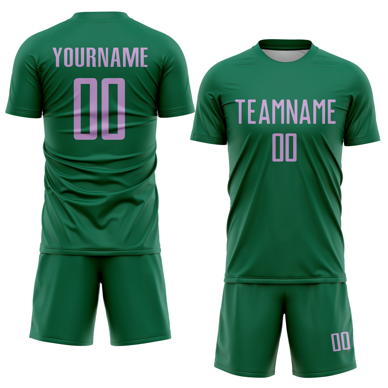 Custom Kelly Green Light Purple Sublimation Soccer Uniform Jersey