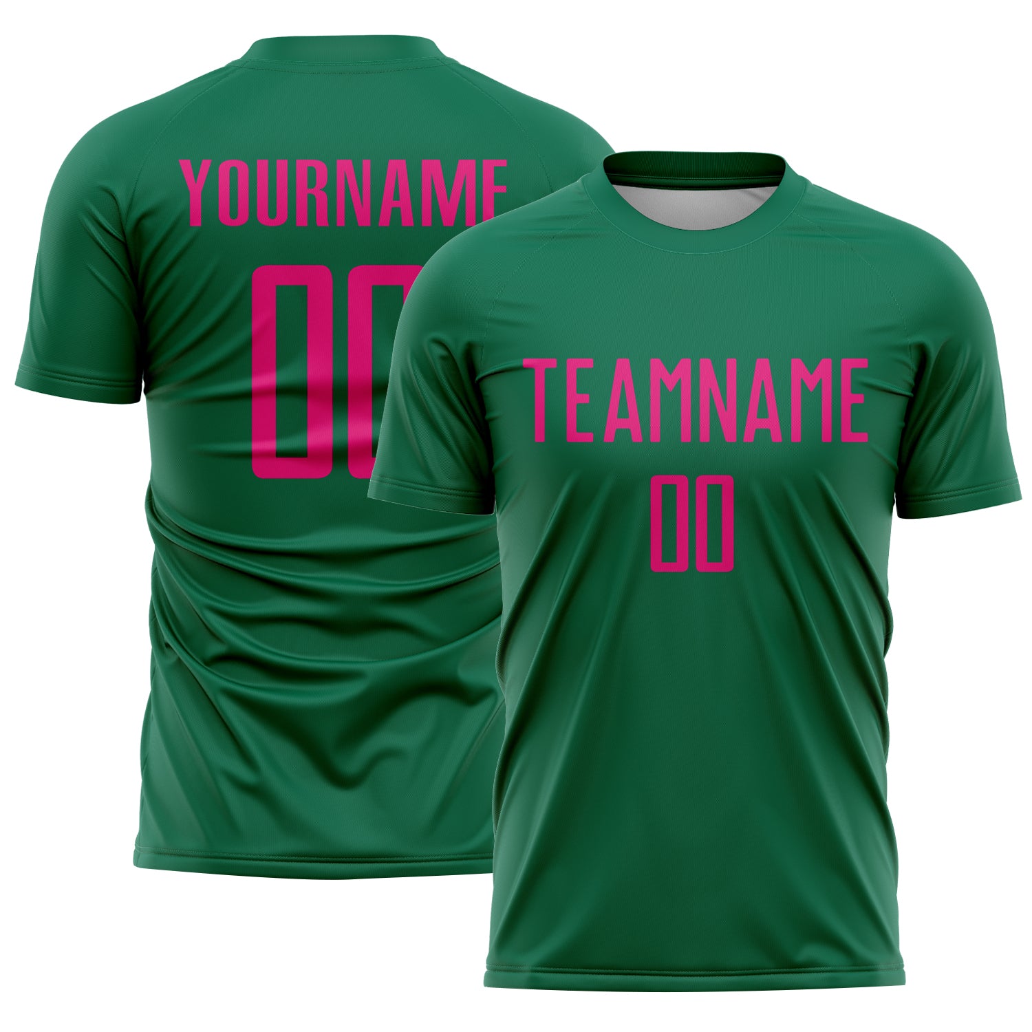 Custom Kelly Green Hot Pink Sublimation Soccer Uniform Jersey