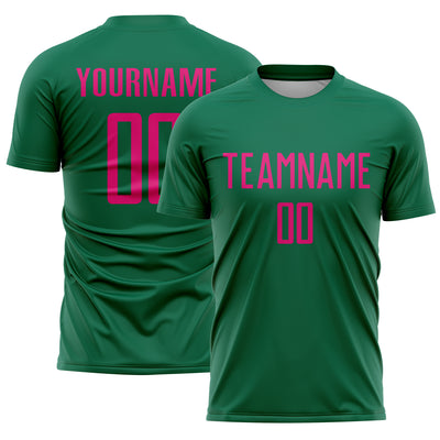 Custom Kelly Green Hot Pink Sublimation Soccer Uniform Jersey