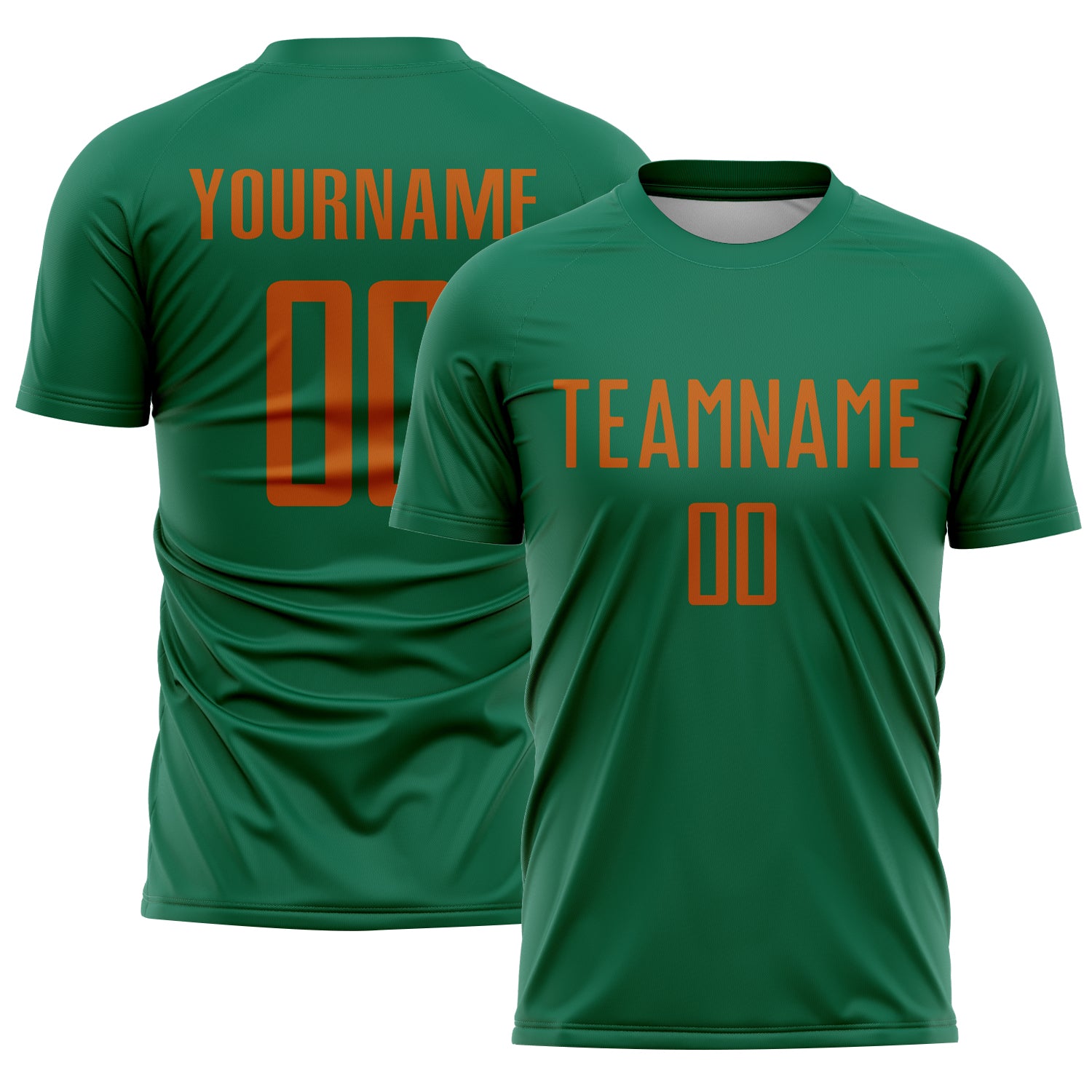 Custom Kelly Green Texas Orange Sublimation Soccer Uniform Jersey