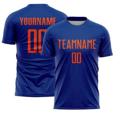 Custom Royal Orange Sublimation Soccer Uniform Jersey