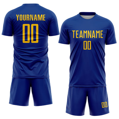 Custom Royal Yellow Sublimation Soccer Uniform Jersey