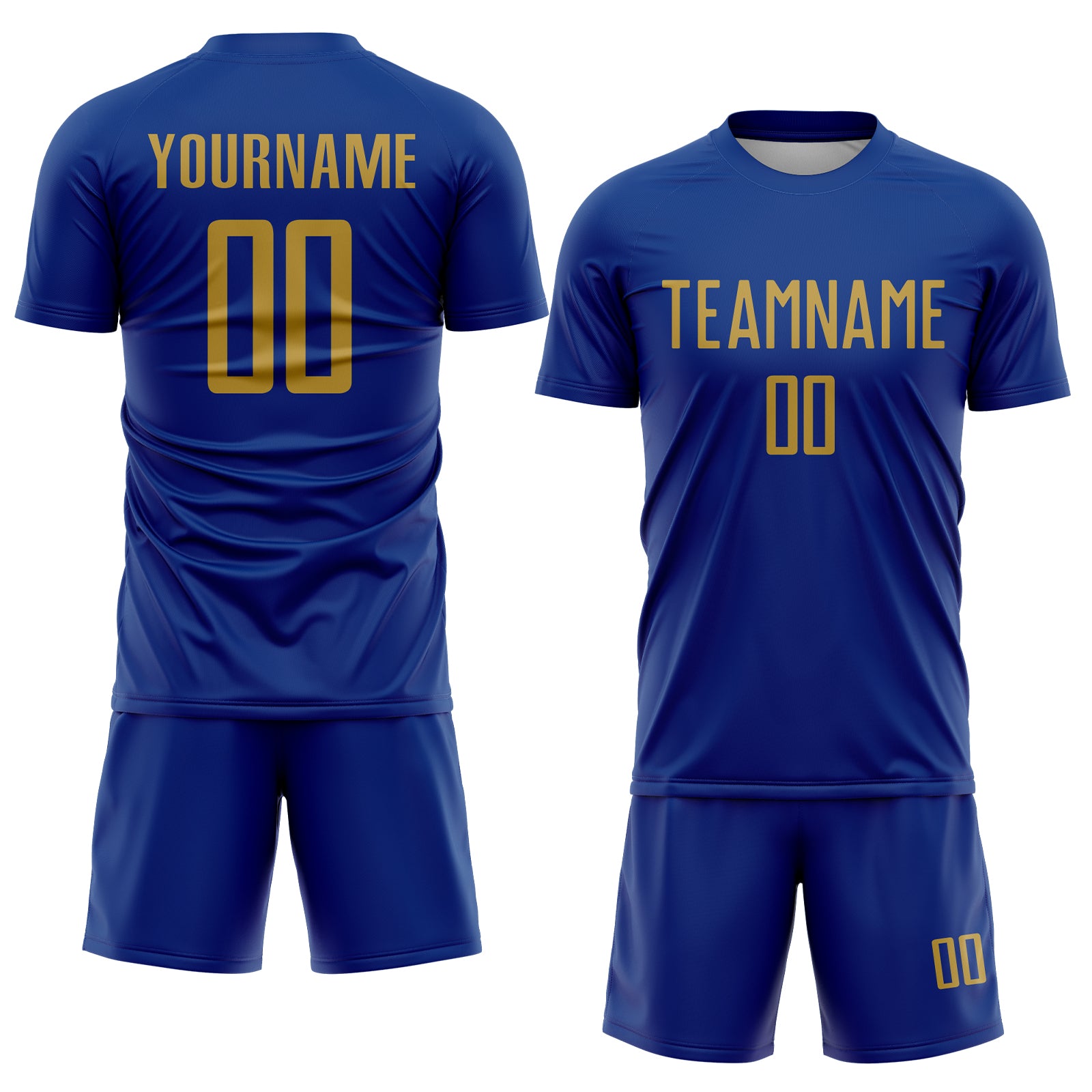 Custom Royal Old Gold Sublimation Soccer Uniform Jersey