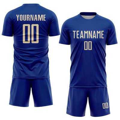 Custom Royal Cream Sublimation Soccer Uniform Jersey