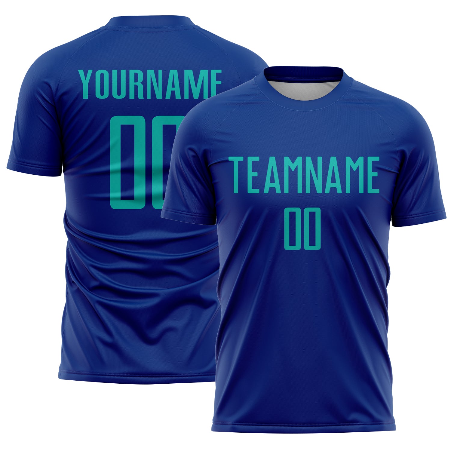 Custom Royal Aqua Sublimation Soccer Uniform Jersey