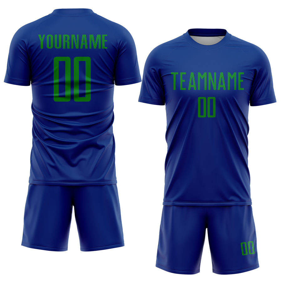 Custom Royal Grass Green Sublimation Soccer Uniform Jersey