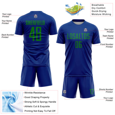 Custom Royal Grass Green Sublimation Soccer Uniform Jersey
