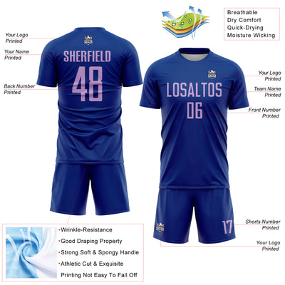 Custom Royal Light Purple Sublimation Soccer Uniform Jersey