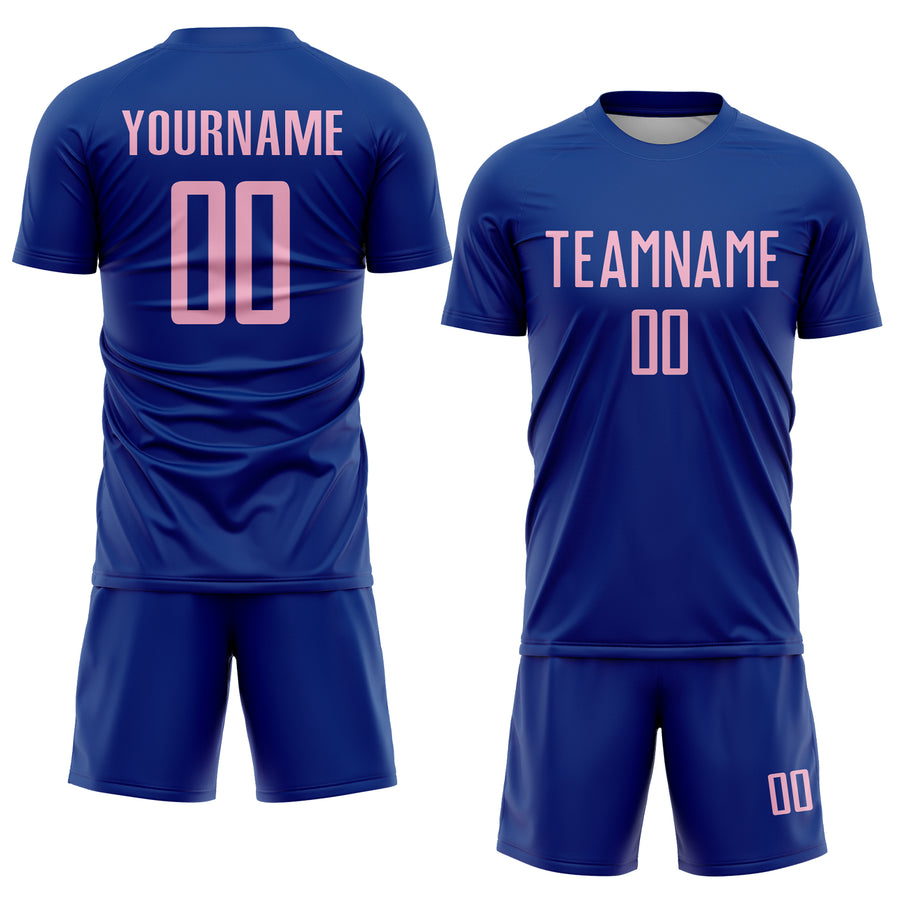 Custom Royal Light Pink Sublimation Soccer Uniform Jersey