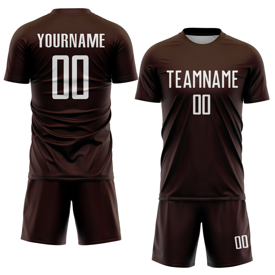 Custom Brown White Sublimation Soccer Uniform Jersey