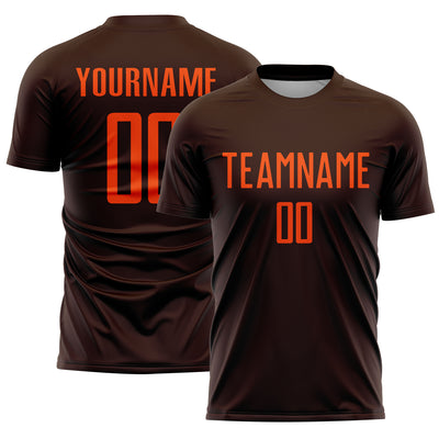 Custom Brown Orange Sublimation Soccer Uniform Jersey