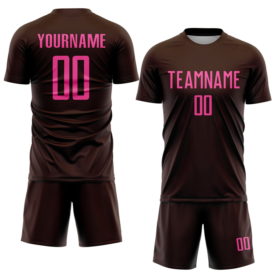 Custom Brown Pink Sublimation Soccer Uniform Jersey