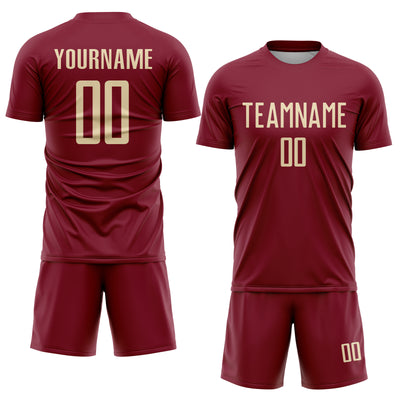 Custom Crimson Cream Sublimation Soccer Uniform Jersey