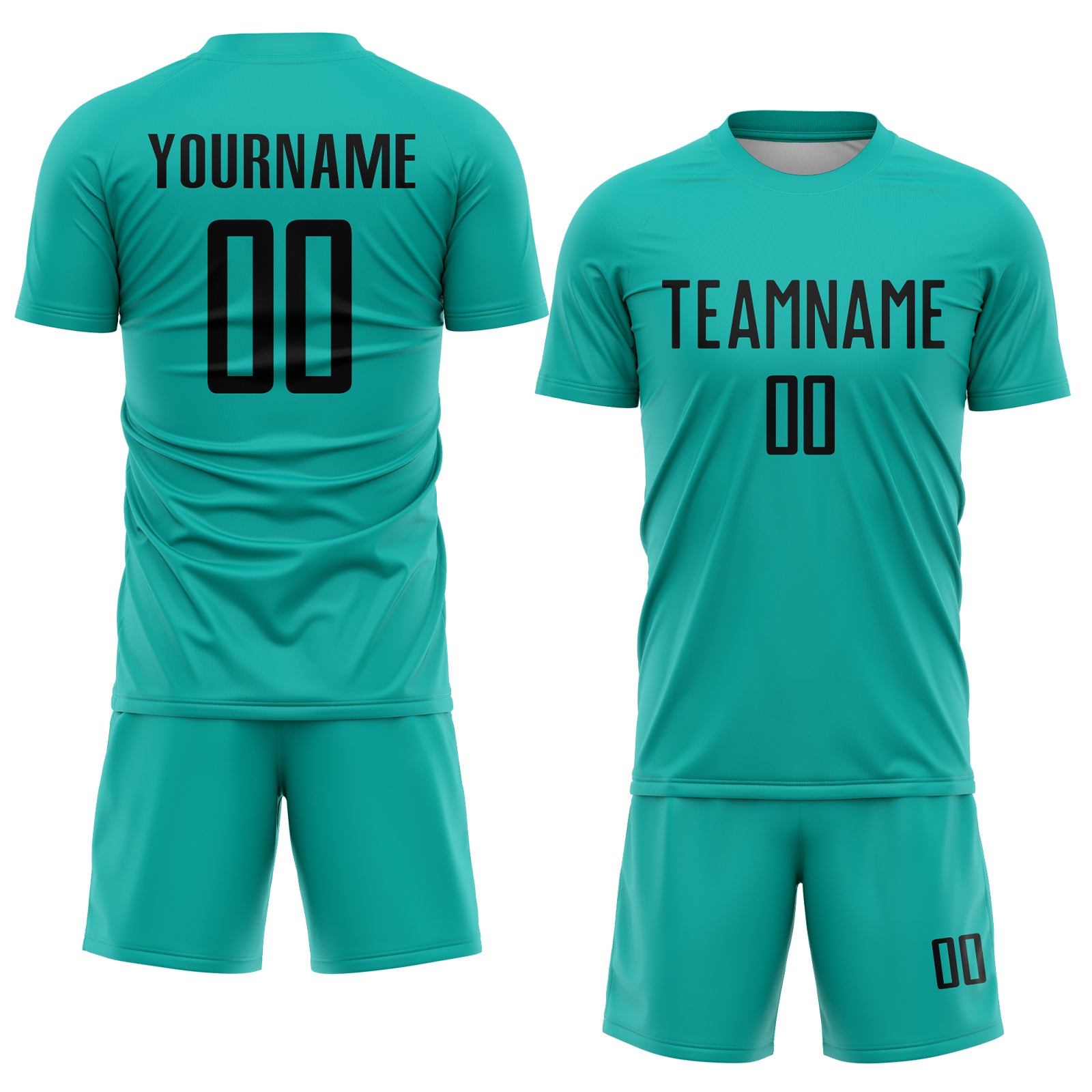 Custom Aqua Black Sublimation Soccer Uniform Jersey