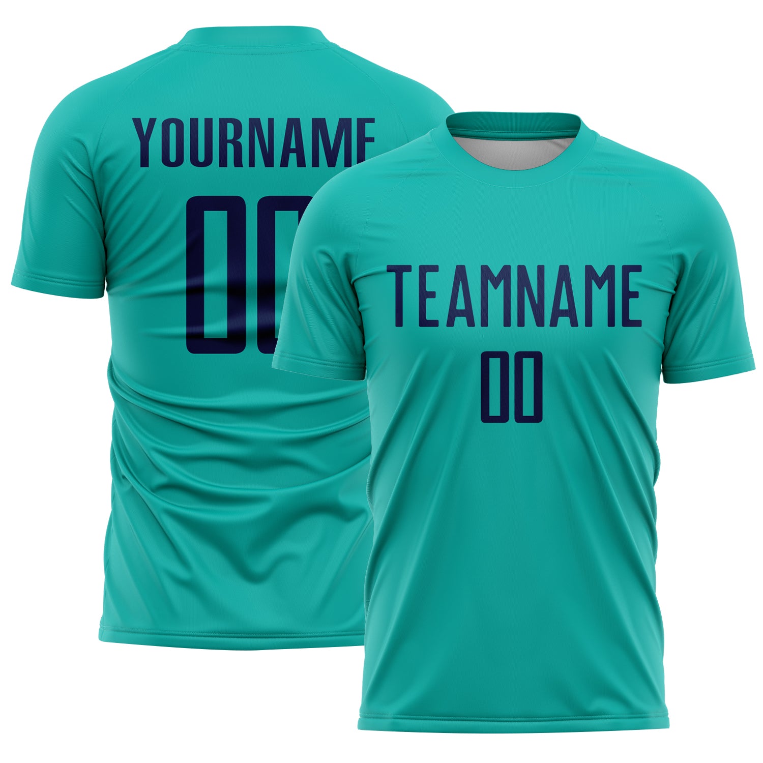 Custom Aqua Navy Sublimation Soccer Uniform Jersey