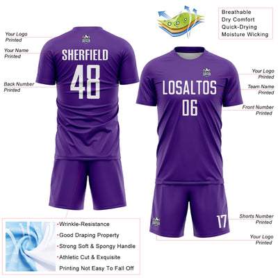 Custom Purple White Sublimation Soccer Uniform Jersey