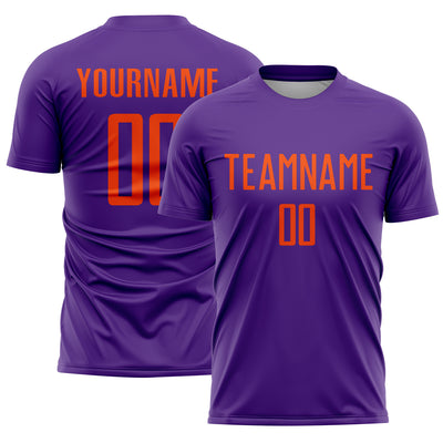 Custom Purple Orange Sublimation Soccer Uniform Jersey