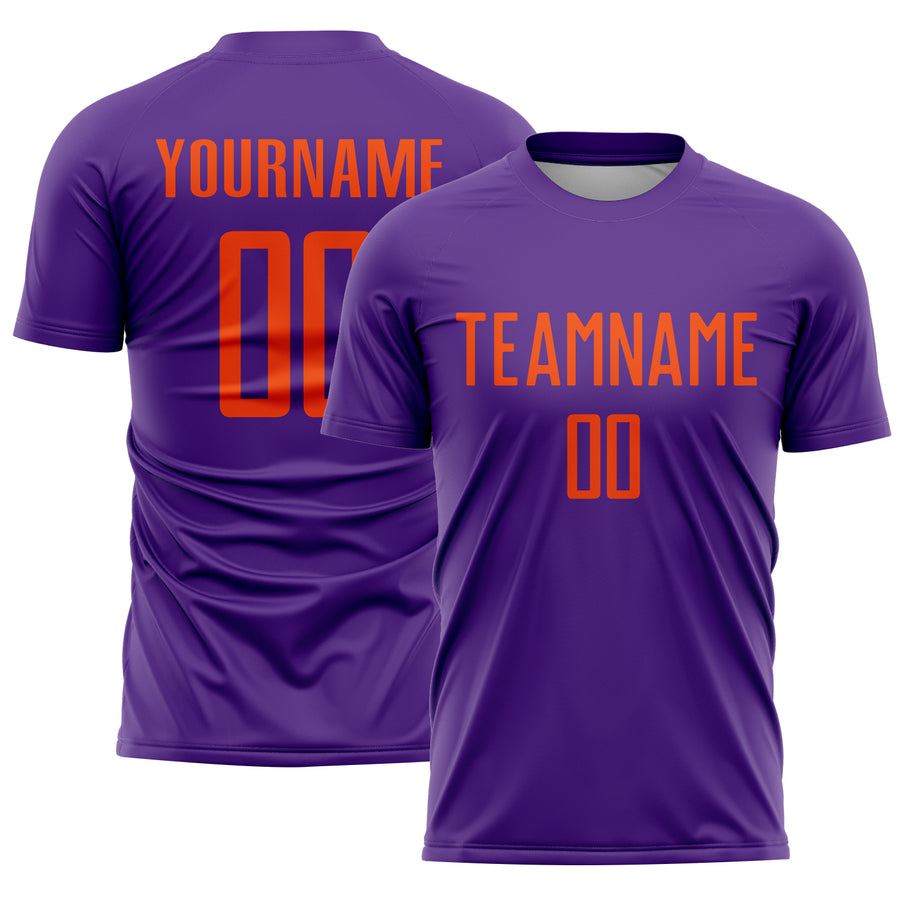 Custom Purple Orange Sublimation Soccer Uniform Jersey